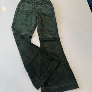 Elegant Green Boot Cut Corduroy Pants